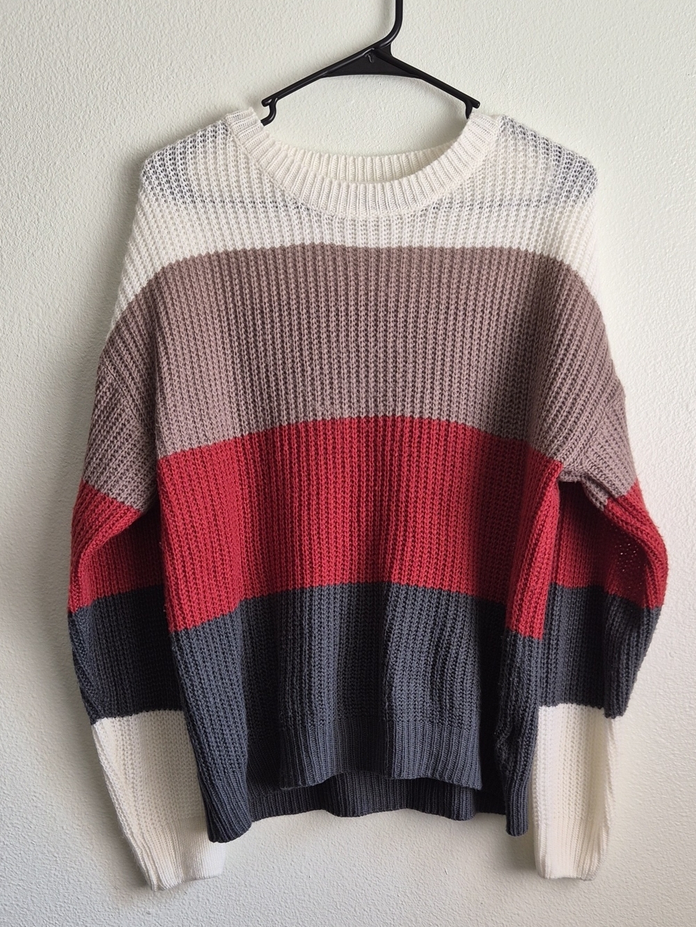 Color Block Light Open Knit Sweater Size L